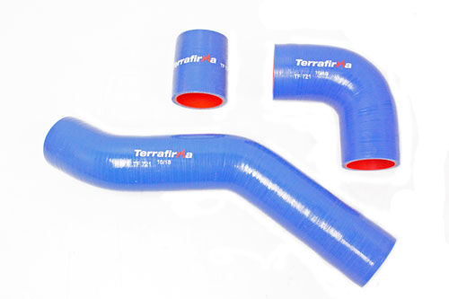 TERRAFIRMA SILICONE INTERCOOLERIGHT HANDOSE KIT BLUE - 300TDI - DEFENDER / DISCOVERY 1 / RANGE ROVER CLASSIC