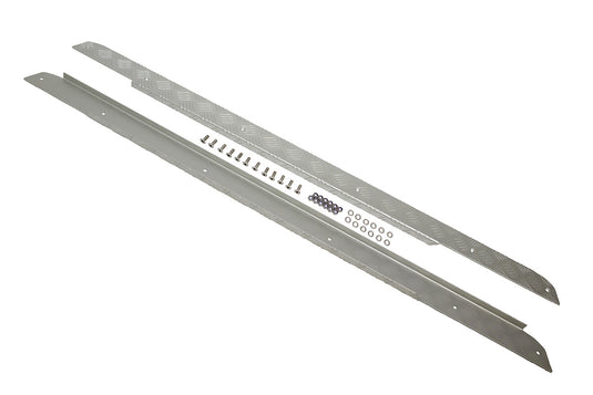 SIDE SILLS CHEQUER PLATE - SILVER - ALL DEFENDER 90