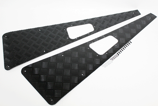 WING TOPS PAIR - CHEQUER PLATE - BLACK - NO AERIAL HOLE - PRE-2007