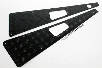WING TOPS PAIR - CHEQUER PLATE - BLACK - R/H AERIAL HOLE - PRE-2007